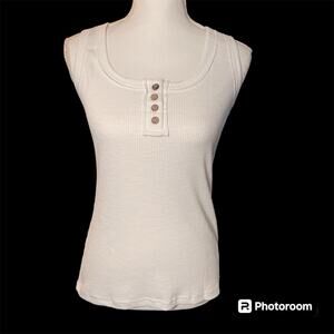 NWOT Women's White Ribbed Tank Top Size Small
